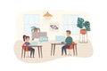 Programmers testing software scene. Teamwork fixing bugs Royalty Free Stock Photo