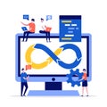 Programmers at work concept with characters. Modern vector illustration in flat style for landing page, mobile app, poster, flyer