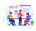 Programmers at work concept, People work on table using laptops programming and coding Royalty Free Stock Photo