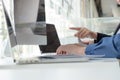 Programmers work on the development of coding and coding technology on white desks and website design, software, data processing