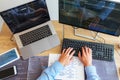 Programmers working in programming Programmer, developer and coding technology Website design, cybersecurity in the cyberspace Royalty Free Stock Photo