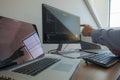 Programmers working in programming Programmer, developer and coding technology Website design, cybersecurity in the cyberspace