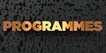 Programmes - Gold text on black background - 3D rendered royalty free stock picture Royalty Free Stock Photo