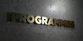 Programmes - Gold text on black background - 3D rendered royalty free stock picture Royalty Free Stock Photo