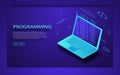 Programming of application and software development concept, laptop with program code on screen. Royalty Free Stock Photo