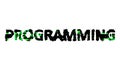 Programming black - green cybernetic digital text, isolated - object 3D rendering