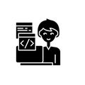 Programming black icon, vector sign on isolated background. Programming concept symbol, illustration