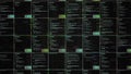 Programming blocks of code on black background, seamless loop. Animation. Abstract computer script, programming code as Royalty Free Stock Photo