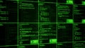 Programming blocks of code on black background, seamless loop. Animation. Abstract computer script, programming code as Royalty Free Stock Photo