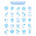 Programming Blue Tone Icon Pack - 25 Icon Sets Royalty Free Stock Photo
