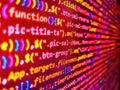 Programming code abstract background screen of software. Computer program. Software development monitor screen background. Failure