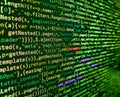 Programming code abstract background screen of software. Database bits access stream visualisation. Simple website HTML code with Royalty Free Stock Photo