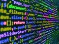 Programming code abstract background screen of software. Internet app development and design. Programming code abstract screen of Royalty Free Stock Photo