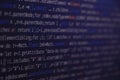 Programming code abstract screen of software developer. Computer script. Blue color Royalty Free Stock Photo