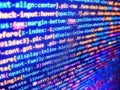 Programming code abstract screen of software developer. Hacker breaching net security. Coding concept. Abstract program code on Royalty Free Stock Photo