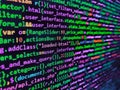 Programming code abstract screen of software developer. SEO optimization. SEO concepts for better SERP. Code of javascript Royalty Free Stock Photo