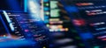 Programming code abstract screen of software developer. Working atmosphere of a programmer at home, background. Royalty Free Stock Photo