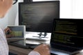 Programming code abstract technology background Developer programming and coding technology  software developer and Computer Royalty Free Stock Photo