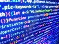 Programming code background. Programmer occupation j. Digital technology on display. Abstract technological background with digits Royalty Free Stock Photo