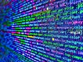 Programming code on black background. Tech source apps. Software developer programming code. Digital display screen of modern Royalty Free Stock Photo