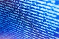 Programming code. IT business company. Creative focus effect. Mobile app building. Big data database app. Royalty Free Stock Photo