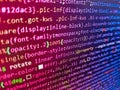 Programming code on computer monit. SEO concepts for better SERP. Abstract concept graphic tec. Developer working on program codes Royalty Free Stock Photo