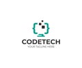 Programming code and computer monitor logo template. Coding school vector design Royalty Free Stock Photo