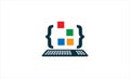 Programming code and computer monitor logo template Coding school vector design Computer science logotype Royalty Free Stock Photo