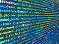 Programming code on computer screen. Abstract computer script  code. Project managers work new idea. Lines of code of a software Royalty Free Stock Photo
