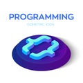 Programming code. 3D Isometric programming code sign. Created For Mobile, Web, Decor, Print Products, Application. Perfect for web Royalty Free Stock Photo