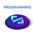 Programming code. 3D Isometric programming code sign. Created For Mobile, Web, Decor, Print Products, Application. Perfect for web Royalty Free Stock Photo