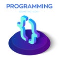 Programming code. 3D Isometric programming code sign. Created For Mobile, Web, Decor, Print Products, Application. Perfect for web Royalty Free Stock Photo