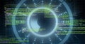 Programming code and data processing image over circular digital interface Royalty Free Stock Photo