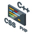 Programming code developing with css, php, c plus plus languages Royalty Free Stock Photo