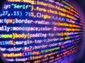 Programming code. Digital binary data on computer screen. Programmer occupation job. Python programming developer code. Code on Royalty Free Stock Photo