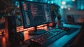 Programming code displayed on a computer screen in a modern office Royalty Free Stock Photo