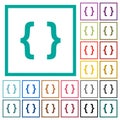Programming code flat color icons with quadrant frames Royalty Free Stock Photo