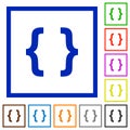 Programming code flat icons in frames Royalty Free Stock Photo