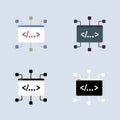 Programming code flat vector icon set. Isolated coding and programming software sign with browser screen Royalty Free Stock Photo
