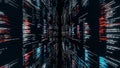 Programming code flowing on black background with 3D effect, seamless loop. Animation. Abstract technological pattern Royalty Free Stock Photo