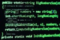 Programming code - green color, written in C language syntax