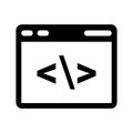 Programming, code icon. Black vector graphics Royalty Free Stock Photo