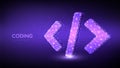 Programming code icon. 3D Low polygonal abstract programming code symbol. Coding or Hacker background. Development and software Royalty Free Stock Photo