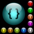 Programming code icons in color illuminated glass buttons Royalty Free Stock Photo