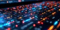 Programming Code Icons and Network Technology on Laptop Screen: A Closeup in Software Development