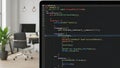 Programming Code on Laptop Screen in a Modern Office Royalty Free Stock Photo