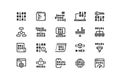 Programming code line icons. Binary hex and machine code compiling and running, software and operating system development. Vector Royalty Free Stock Photo