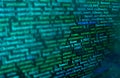 Programming code on monitor screen. Developer work. Abstract background for search job. Royalty Free Stock Photo