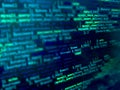 Programming code on monitor screen. Developer work. Abstract background for search job. HTML, php web Royalty Free Stock Photo