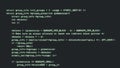 Programming code running down a computer screen terminal. Computer program code. 3d rendering Royalty Free Stock Photo